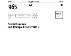 DIN 965 4.8 H Senkschrauben mit Phillips-Kreuzschlitz H