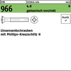 DIN 966 4.8 H galvanisch verzinkt Linsensenkschrauben mit Phillips-Kreuzschlitz 