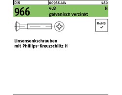 DIN 966 4.8 H galvanisch verzinkt Linsensenkschrauben mit Phillips-Kreuzschlitz 