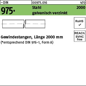 DIN 975 Stahl M 6 x 2000 galv. verzinkt gal Zn S