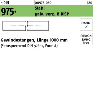 DIN 975 Stahl M 6 gal Zn 8 DiSP (Dickschichtpass.) gal ZnDi S
