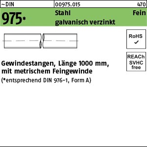 DIN 975 Stahl M 12 x 1,5 galv. verzinkt gal Zn S