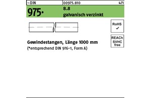~DIN 975 8.8 galvanisch verzinkt Gewindestangen, Länge 1000 mm 