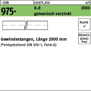 DIN 975 8.8 M 10 x 2000 galv. verzinkt gal Zn S
