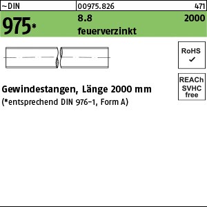 DIN 975 8.8 U M 30 x 2000 feuerverzinkt Gew.-tol. 6h tZn S