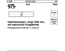 ~DIN 975 8.8 Fein Gewindestangen, Länge 1000 mm mit metrischem Feingewinde