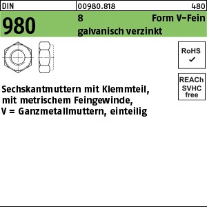 DIN 980 8 V M 8 x 1 galv. verzinkt gal Zn S