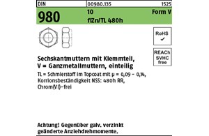 DIN 980 10 Form V flZn/TL 480h (zinklamellenbesch.) Sechskantmuttern mit Klemmte