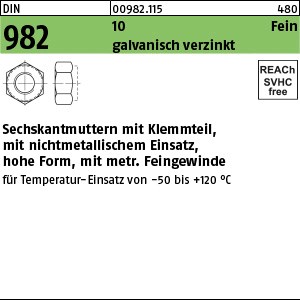 DIN 982 10 M 10 x 1 galv. verzinkt gal Zn S