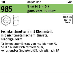 DIN 985 Stahl M 3 gal Zn DiSP (Dickschichtpass.) gal ZnDi S