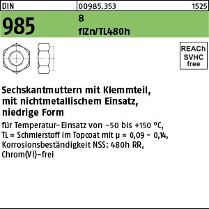 DIN 985 8 M 6 flZn/nc/TL/x/480h/C flZn S