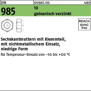 DIN 985 10 M 6 galv. verzinkt gal Zn S
