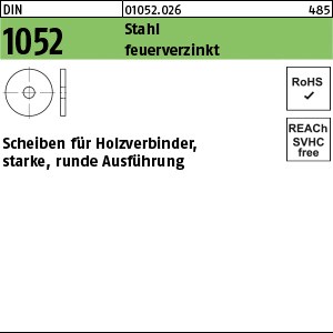 DIN 1052 Scheiben f. Holzverb. St., tZn, 14 x 58 x 6 ÜH tZn S
