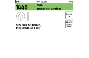 DIN 1440 Stahl galvanisch verzinkt Scheiben für Bolzen, Produktklasse A (m) 