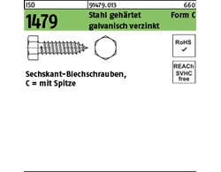 ISO 1479 Stahl, geh. Form C galvanisch verzinkt Sechskant-Blechschrauben, C = mi