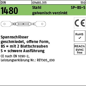 DIN 1480 Stahl SP BS-S M 12 galv. verzinkt gal Zn S