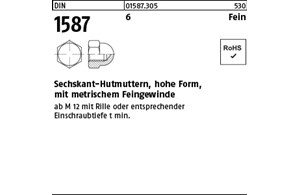 DIN 1587 6 Fein Sechskant-Hutmuttern, hohe Form, mit metrischem Feingewinde