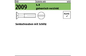 ISO 2009 4.8 galvanisch verzinkt Senkschrauben mit Schlitz 