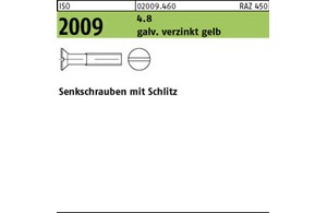 ISO 2009 4.8 galv. verz. gelb Senkschrauben mit Schlitz 