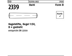 ISO 2339 Stahl Form B Kegelstifte, Kegel 1:50, gedreht 