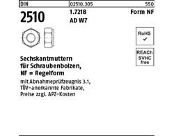 DIN 2510 1.7218 Form NF AD W7 Sechskantmuttern für Schraubenbolzen, Regelform