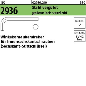 ISO 2936 Stahl vergütet SW 4 galv. verzinkt gal Zn S