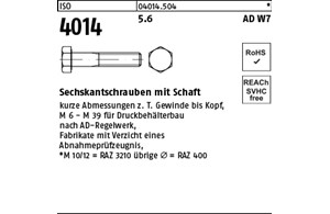 ISO 4014 5.6 AD W7 Sechskantschrauben mit Schaft 