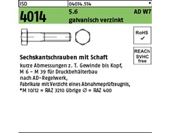 ISO 4014 5.6 AD W7 galvanisch verzinkt Sechskantschrauben mit Schaft 
