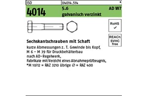 ISO 4014 5.6 AD W7 galvanisch verzinkt Sechskantschrauben mit Schaft 