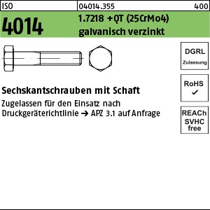 ISO 4014 1.7218 +QT M 12 x 55 galv. verzinkt DGRL gal Zn S