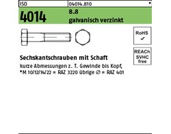 ISO 4014 8.8 galvanisch verzinkt Sechskantschrauben mit Schaft 