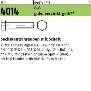 ISO 4014 8.8 M 5 x 45 galv. verzinkt gelb chrom. gal ZnC S