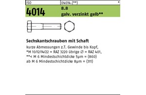 ISO 4014 8.8 galv. verz. gelb 8 Sechskantschrauben mit Schaft 