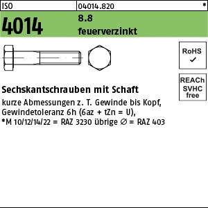 ISO 4014 8.8 U M 8 x 35 feuerverzinkt, Gew.-tol. 6h tZn S