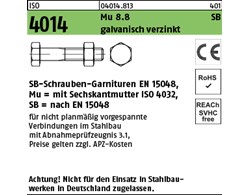 ISO 4014 Mu 8.8 SB galvanisch verzinkt SB-Schrauben-Garnituren EN 15048, mit Sec
