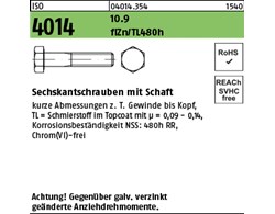 ISO 4014 10.9 flZn/TL 480h (zinklamellenbesch.) Sechskantschrauben mit Schaft 