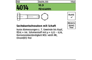 ISO 4014 10.9 flZnL 480h (zinklamellenbesch.) Sechskantschrauben mit Schaft 