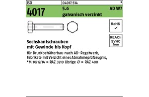 ISO 4017 5.6 AD W7 galvanisch verzinkt Sechskantschrauben mit Gewinde bis Kopf 