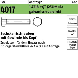 ISO 4017 1.7218 +QT M 12 x 55 galv. verzinkt DGRL gal Zn S