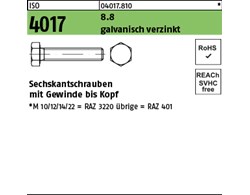 ISO 4017 8.8 galvanisch verzinkt Sechskantschrauben mit Gewinde bis Kopf 