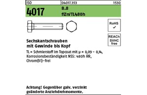 ISO 4017 8.8 flZn/TL 480h (zinklamellenbesch.) Sechskantschrauben mit Gewinde bi