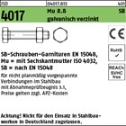 ISO 4017 Mu 8.8 SB galvanisch verzinkt SB-Schrauben-Garnituren EN 15048, mit Sec