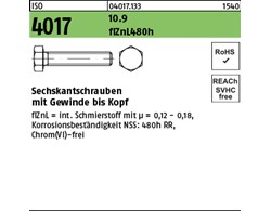 ISO 4017 10.9 flZnL 480h (zinklamellenbesch.) Sechskantschrauben mit Gewinde bis