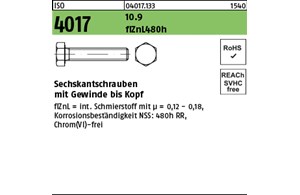ISO 4017 10.9 flZnL 480h (zinklamellenbesch.) Sechskantschrauben mit Gewinde bis