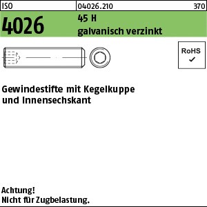 ISO 4026 45 H M 3 x 3 galv. verzinkt gal Zn S