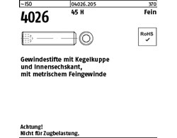 ~ISO 4026 45 H Fein Gewindestifte mit Kegelkuppe und Innensechskant, mit metr. F