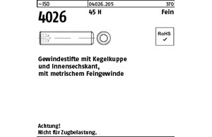 ~ISO 4026 45 H Fein Gewindestifte mit Kegelkuppe und Innensechskant, mit metr. F