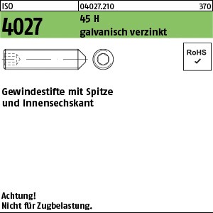 ISO 4027 45 H M 3 x 4 galv. verzinkt gal Zn S