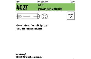 ISO 4027 45 H galvanisch verzinkt Gewindestifte mit Spitze und Innensechskant