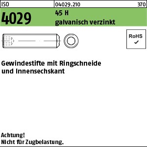 ISO 4029 45 H M 3 x 4 galv. verzinkt gal Zn S